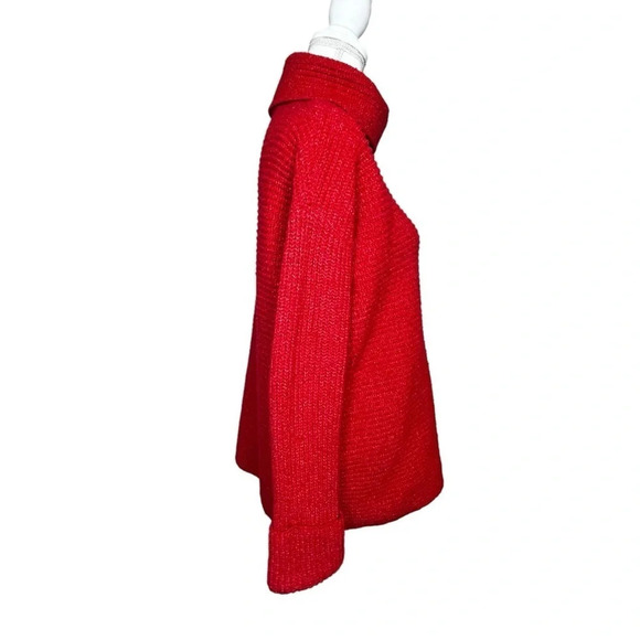 Pilcro Oversized Knit Cowl-Neck Sweater in Red/Orange Size X-Small - Picture 5 of 14